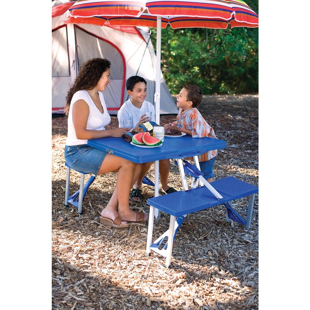 Picnic Time Picnic Table Portable Folding Table with Seats Blue