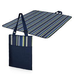 Picnic Time ONIVA - a Picnic Time brand Picnic Time Vista Outdoor Picnic Blanket Tote, Navy Blue with Stripes