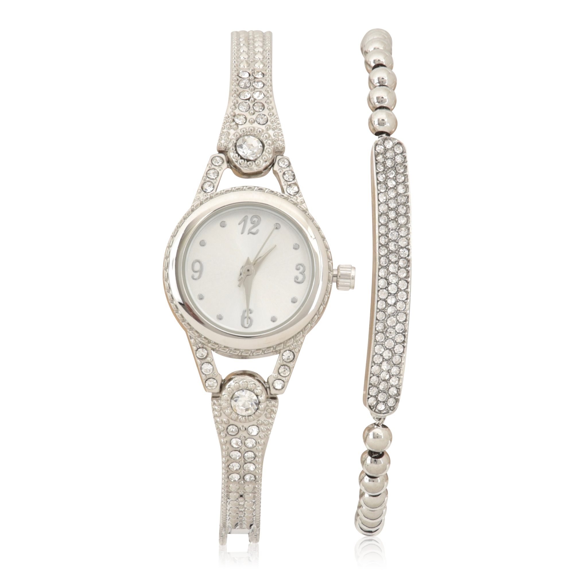 Ladies silver watch and bracelet set Clearance