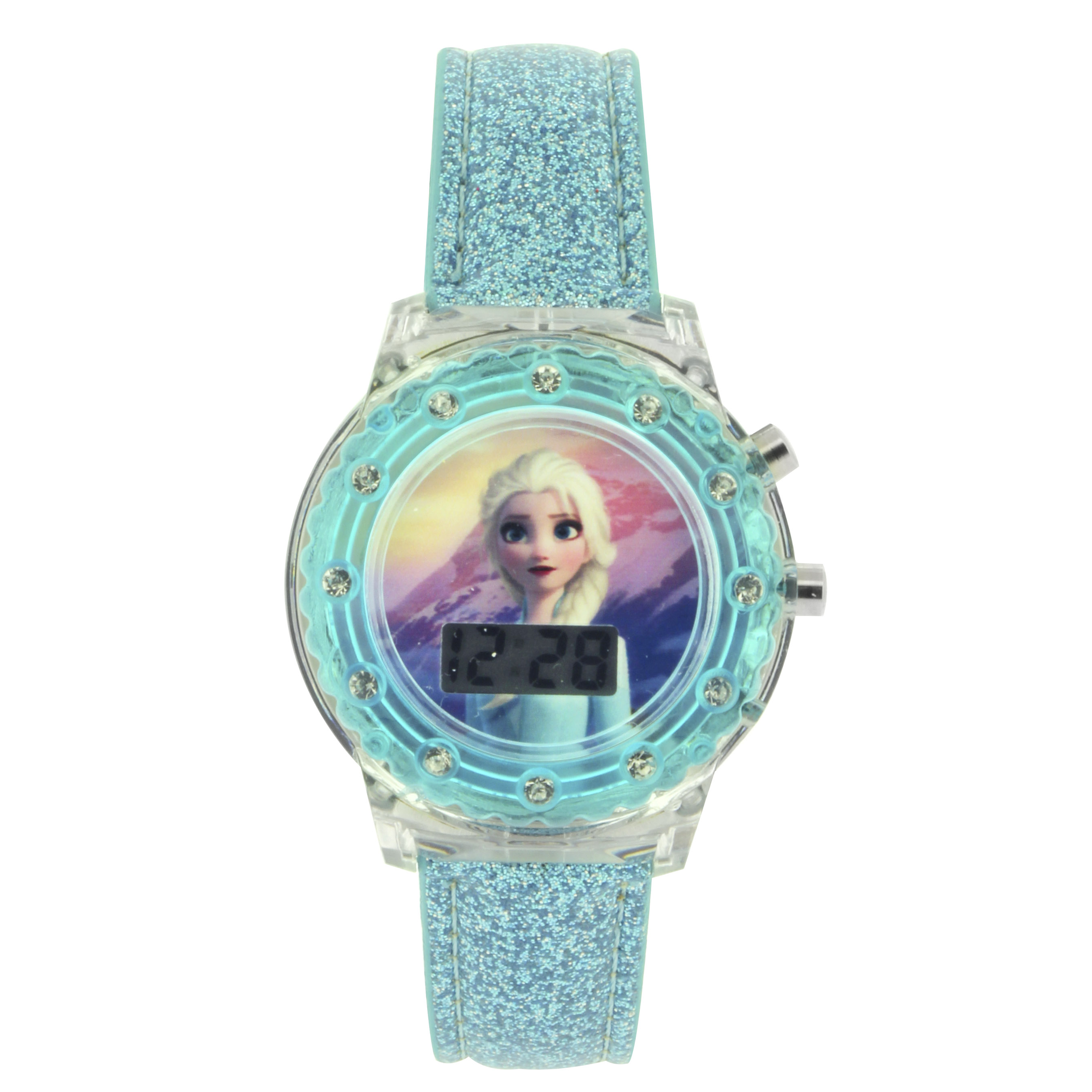 Girls' Blue Frozen 2 Strap Flashing LCD Watch