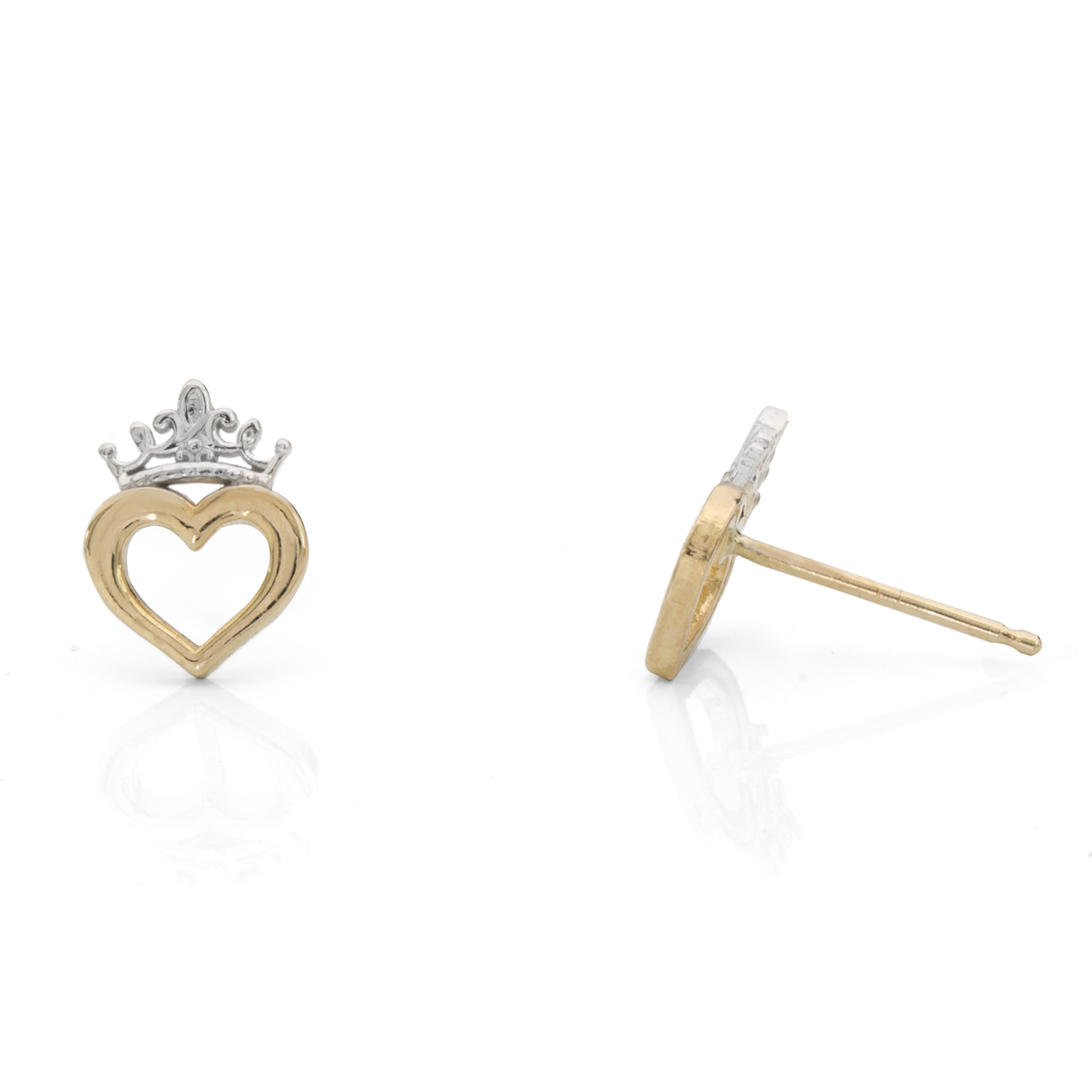 Disney 10K Gold Heart Crown Earrings