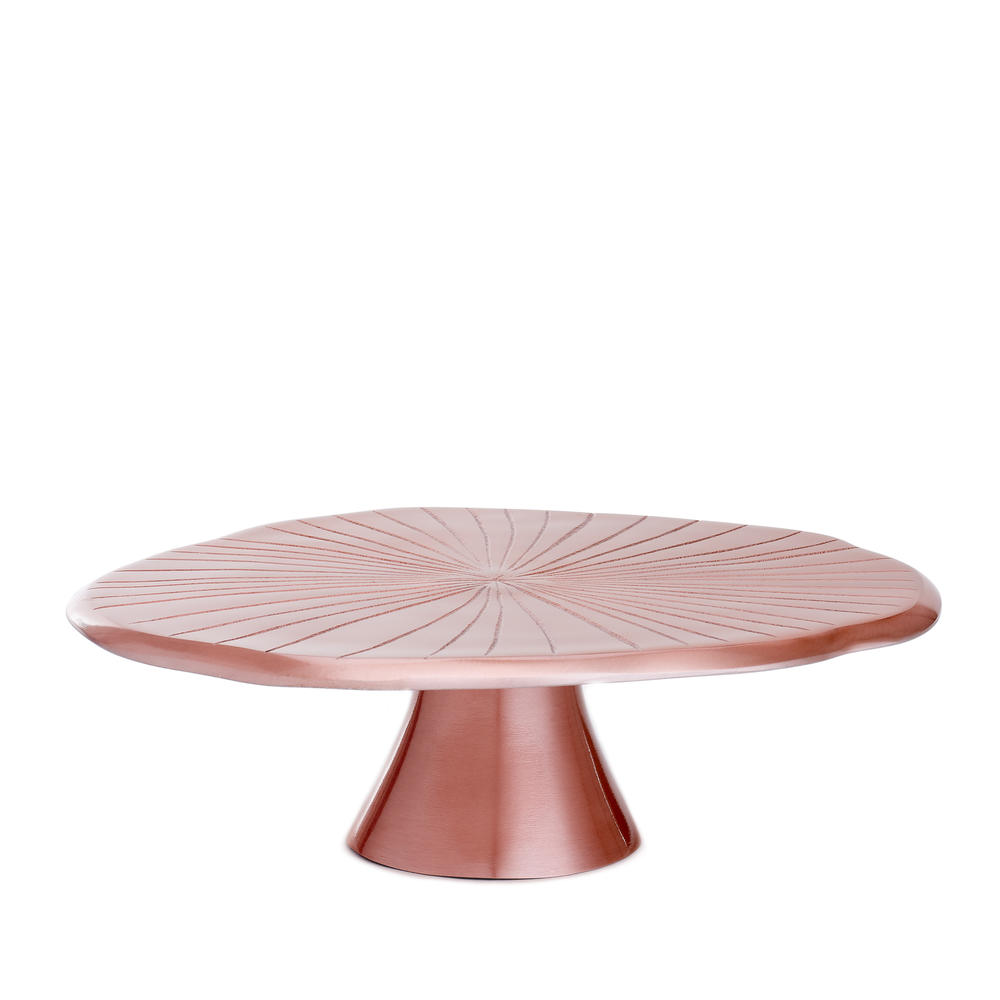 Old Dutch Internationl 14&#189;" D. x 3&#8542;" H. Rose Gold "Lily Pad" Cake Stand