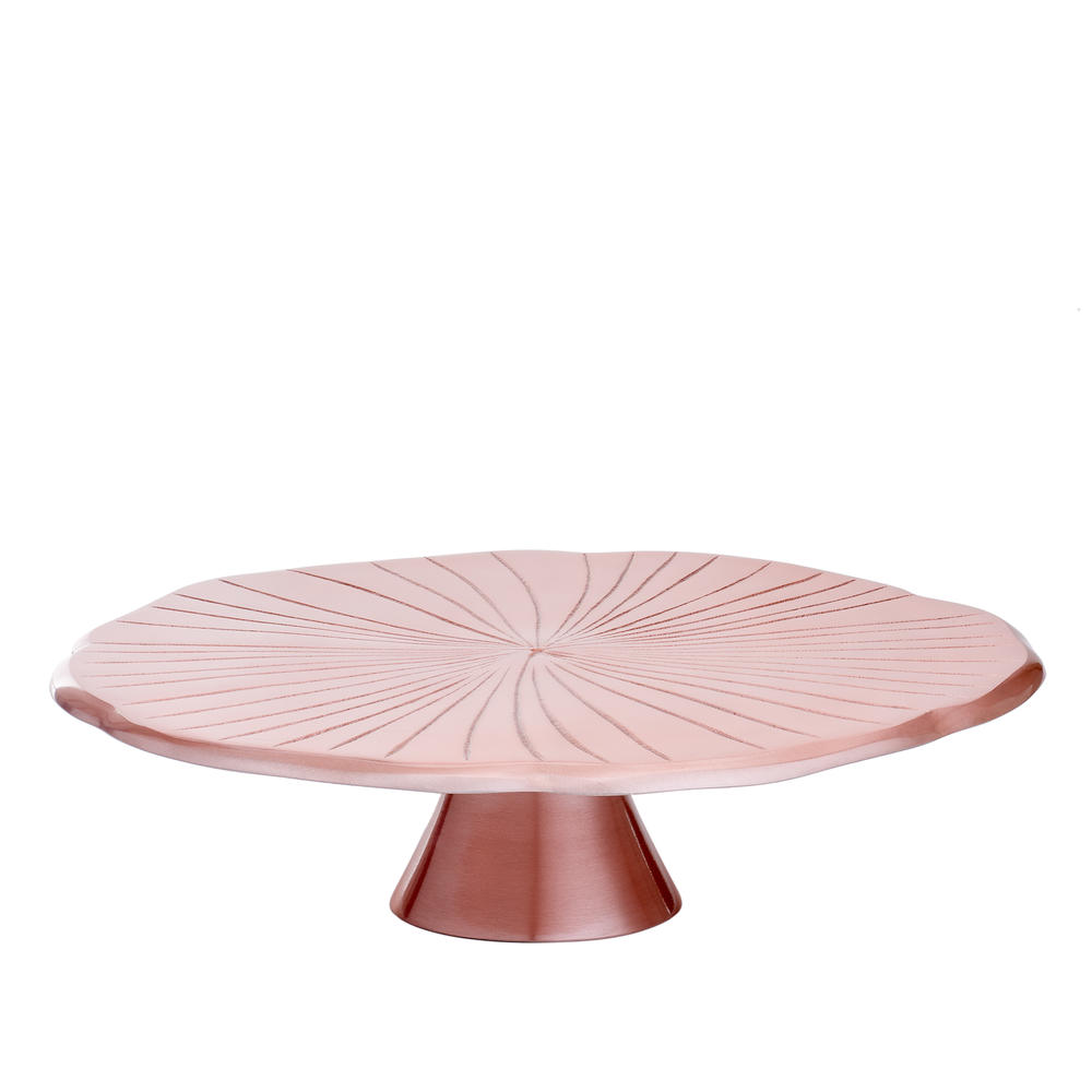 Old Dutch Internationl 12&#189;" D. x 3&#8542;" H. Rose Gold "Lily Pad" Cake Stand