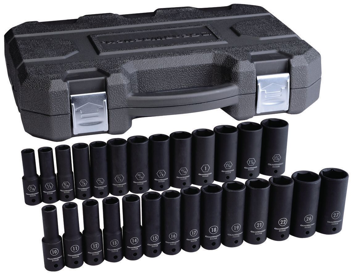 GearWrench 27 pc. 1/2" Drive 6 pt. Standard & Metric Deep Socket Set