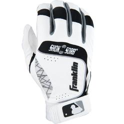 Franklin Sports MLB Adult Shok-Sorb Neo Batting Gloves, White/Black, Large