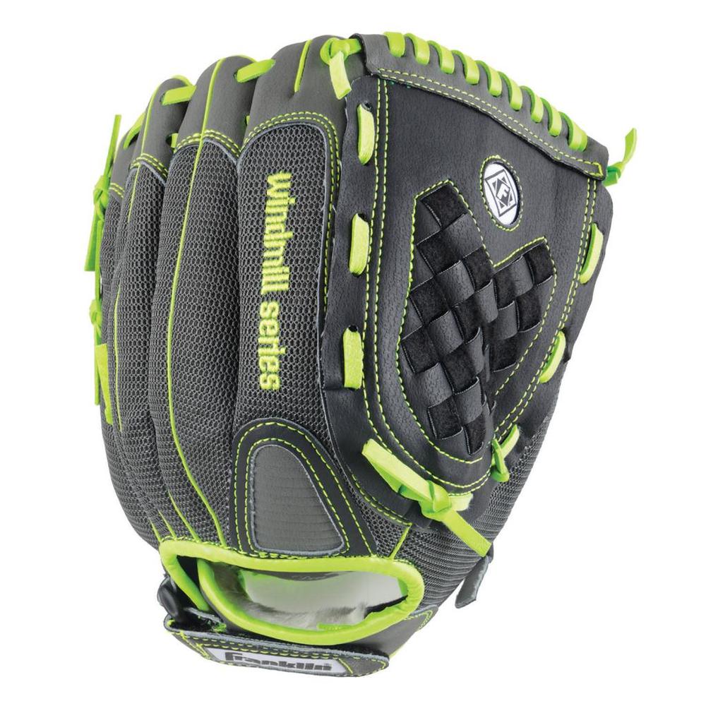 Franklin Sports 12.0" Gray/Lime Mesh PVC Windmill Series Left Handed Thrower Softball Glove  - Includes Free Oversized Shipping!