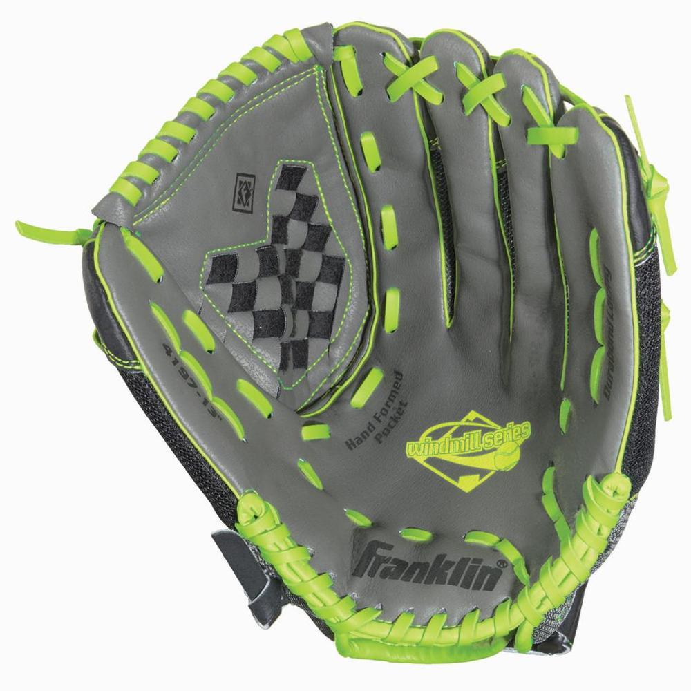 Franklin Sports 12.0" Gray/Lime Mesh PVC Windmill Series Left Handed Thrower Softball Glove  - Includes Free Oversized Shipping!