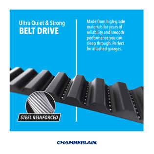 chamberlain garage opener door drive belt lifting quiet strong ultra power med backup battery plus zoom