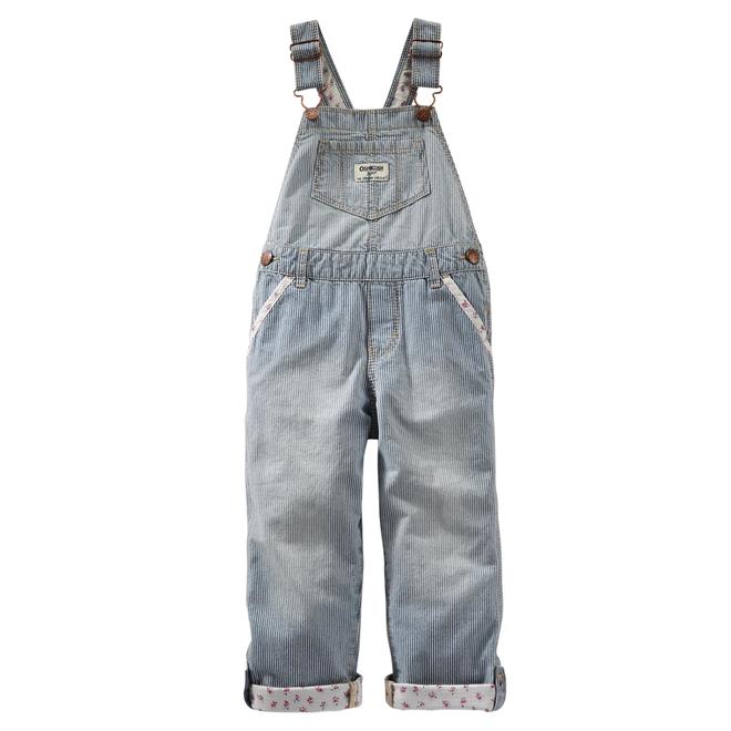 OshKosh Newborn & Infant Girl's Denim Overalls Striped