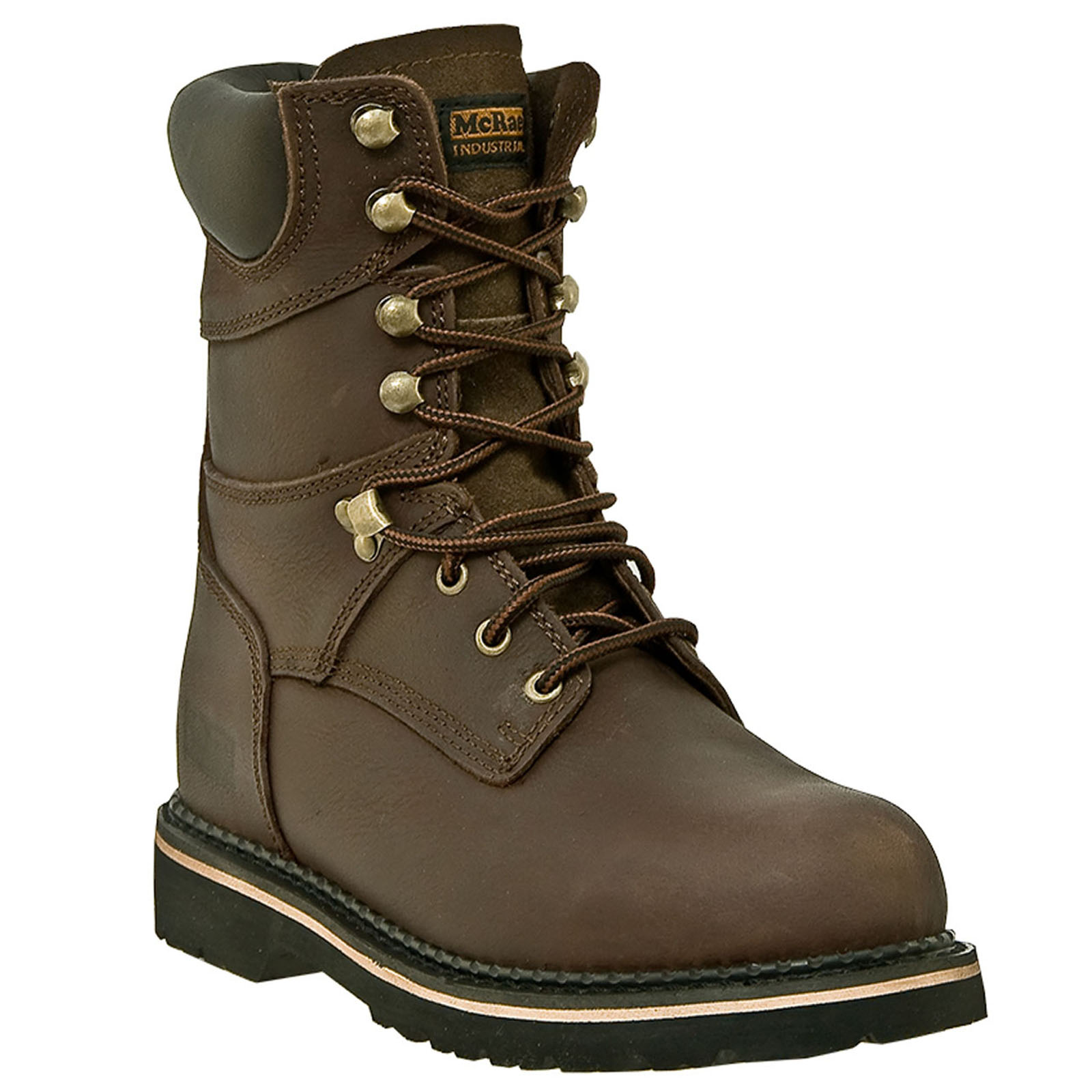 McRae Industrial Men's 8" Leather Slip Resistant Soft Toe Work Boot Wide Width Available - Brown