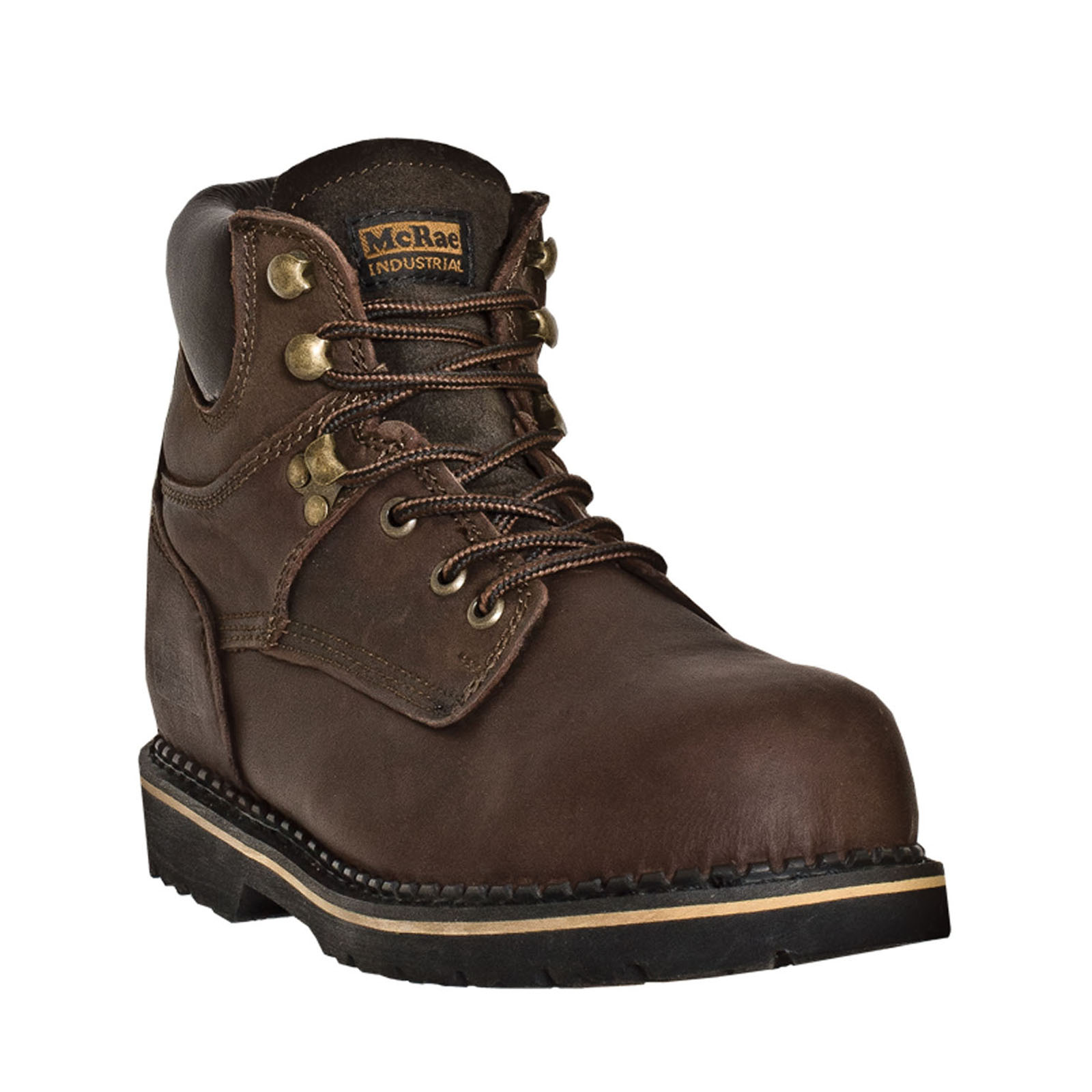 McRae Industrial Men's 6" Leather Steel Toe Work Boot Wide Width Available - Brown