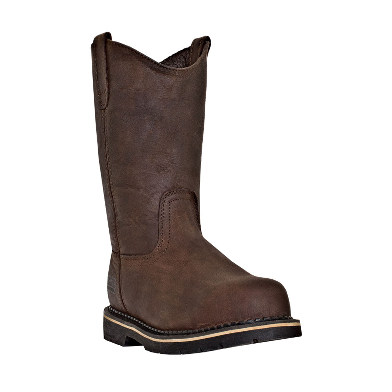 McRae Industrial Men's 11" Leather Slip Resistant Soft Toe Wellington Wide Width Available - Brown