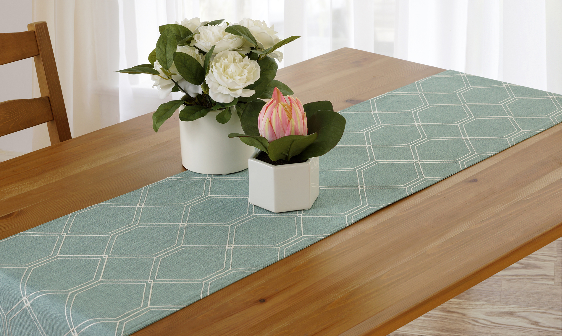 Cannon Dino Geometric Runner - Teal, Green Cannon Dino Geometric Runner - Teal, Green