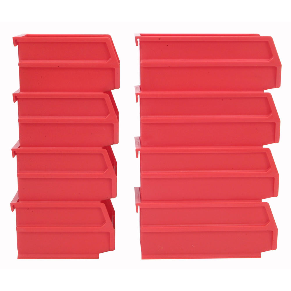 LocBin Poly. Red Hanging Bin & BinClip Kits, (4) Sm. 5-3/8 In.L x 4-1/8 In.W x 3 In.H and (4) Md. 7-3/8 In.L x 4-1/8 In.W x 3 In.H
