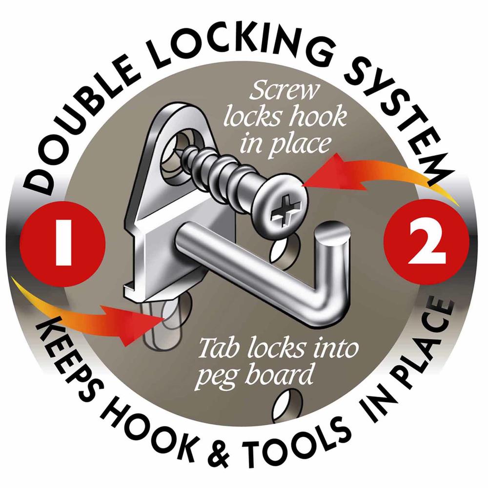 DuraHook 2-3/4 In. Double Rod 80 Degree Bend 1/4 In. Dia. Zinc Plated Steel Pegboard Hook for DuraBoard  10 Pack