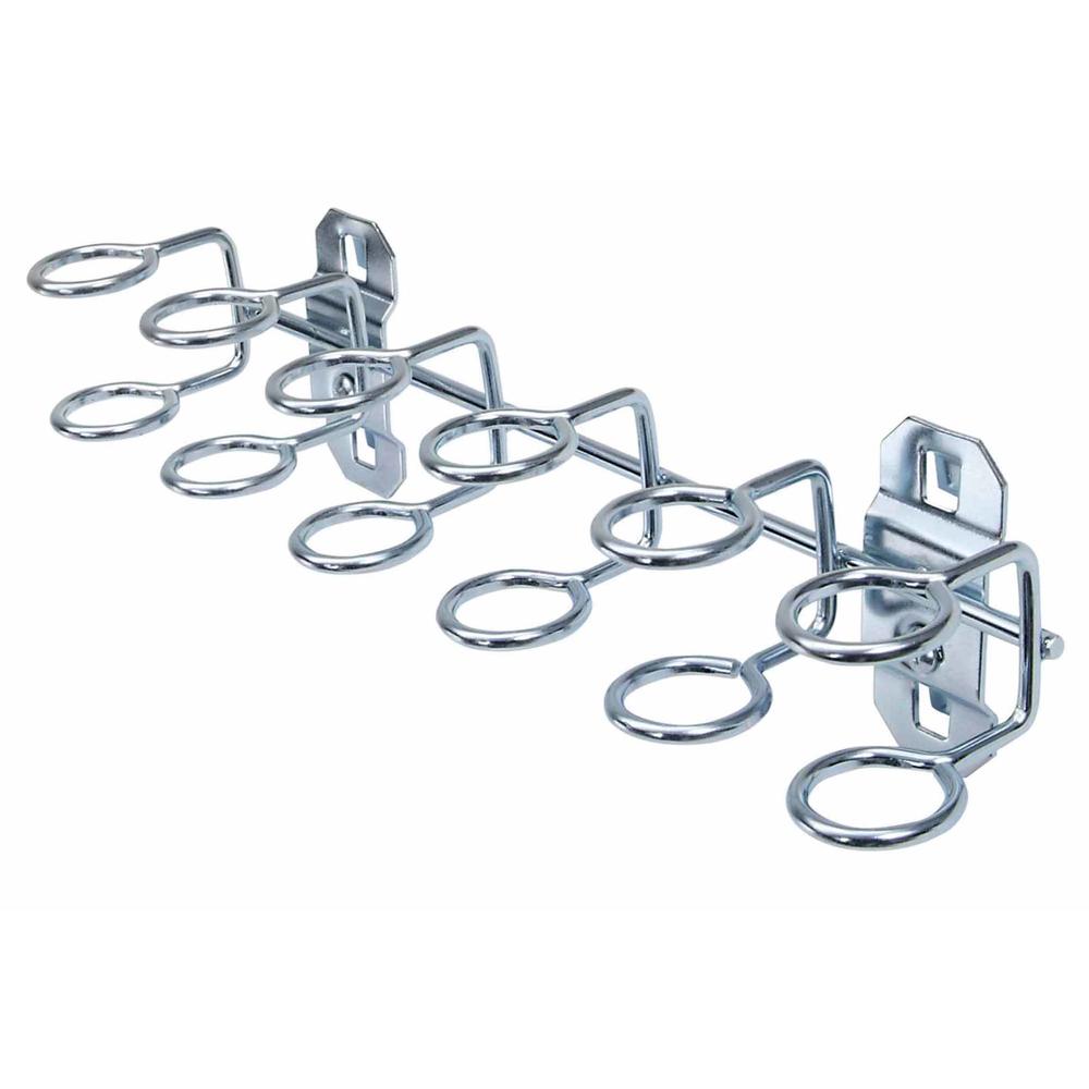 LocHook 9 In. W with 3/4 In. I.D. Zinc Plated Steel Multi-Ring Tool Holder for LocBoard, 2 Pack