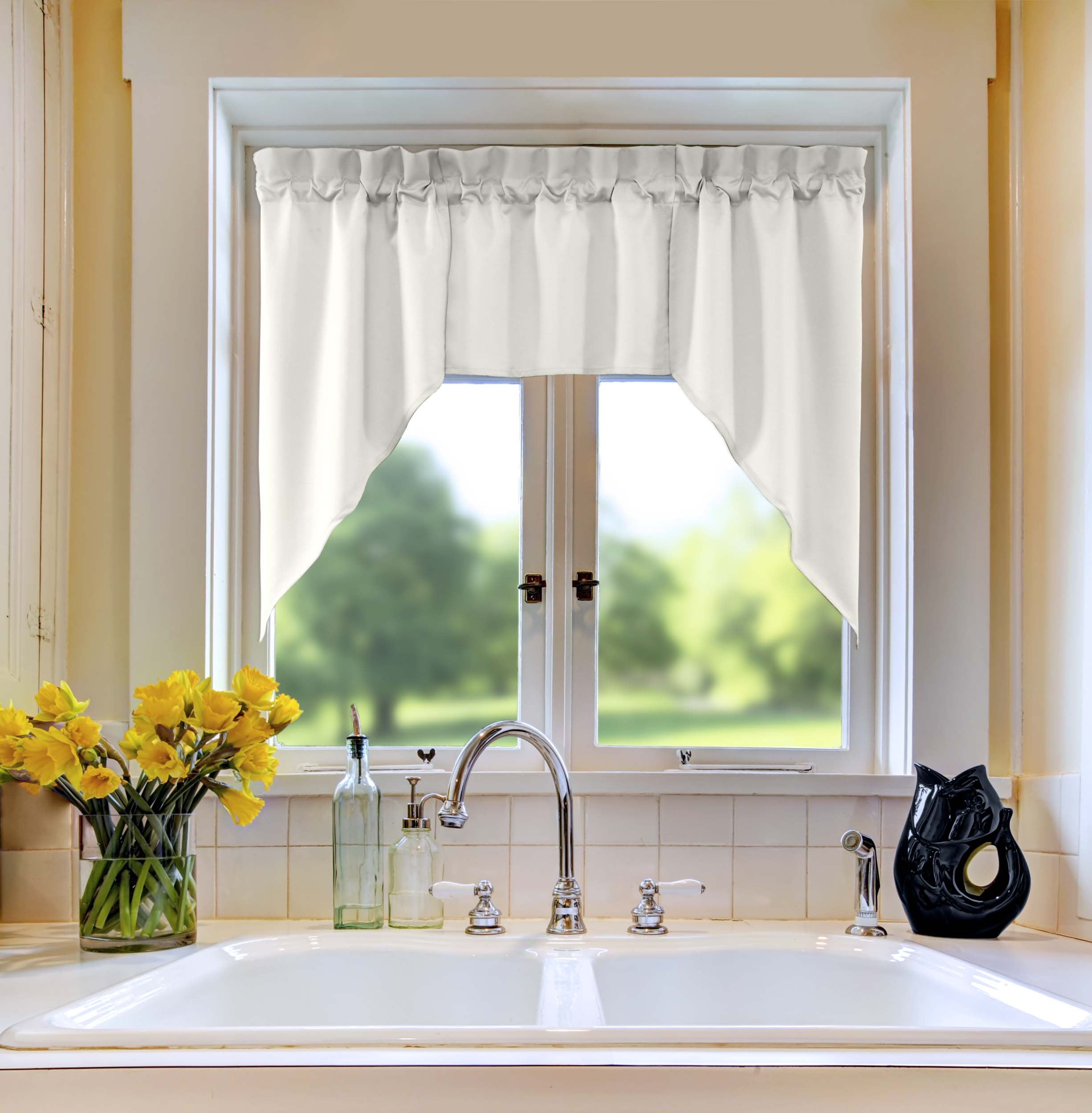 Essential Home Mix and Match Solid 3pc Jabot Valance Set Shop Your Way Online Shopping & Earn