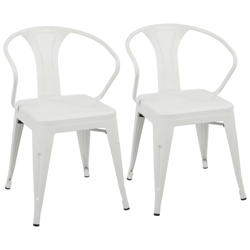 Lumisource Waco Industrial Dining Chair in Vintage Cream by  - Set of 2