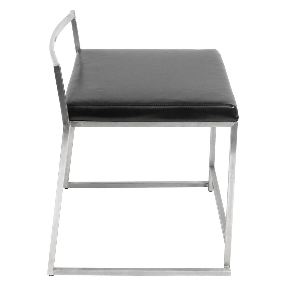 Lumisource Fuji Stackable Contemporary Dining Chair in Black and Stainless Steel by  - Set Of 2