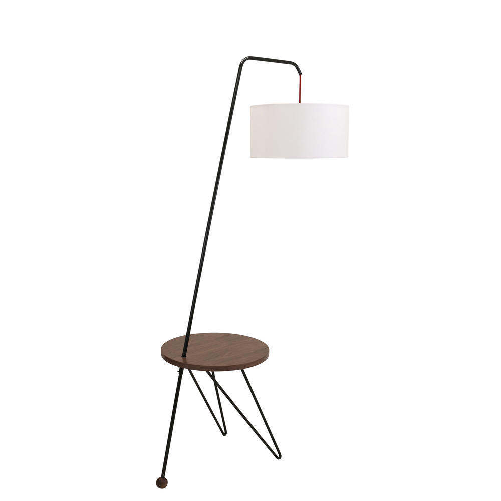 Lumisource Stork Mid-Century Modern Floor Lamp with Walnut Wood Table Accent by