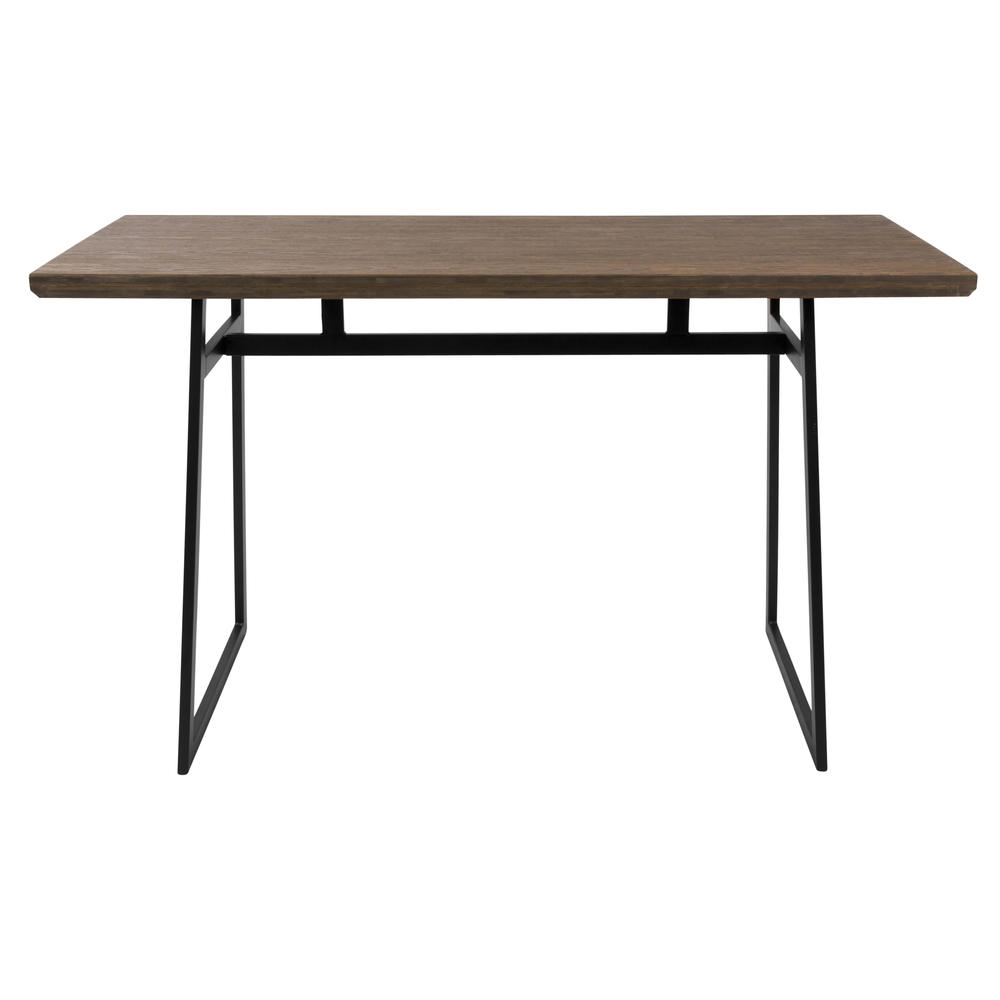 Lumisource Geo Industrial Counter Table in Black with Brown Wood Top by