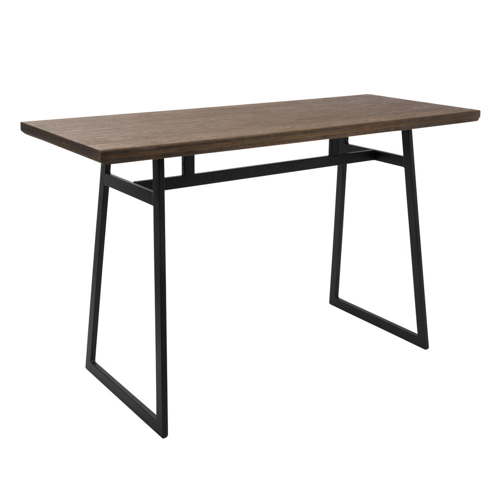 Lumisource Geo Industrial Counter Table in Black with Brown Wood Top by