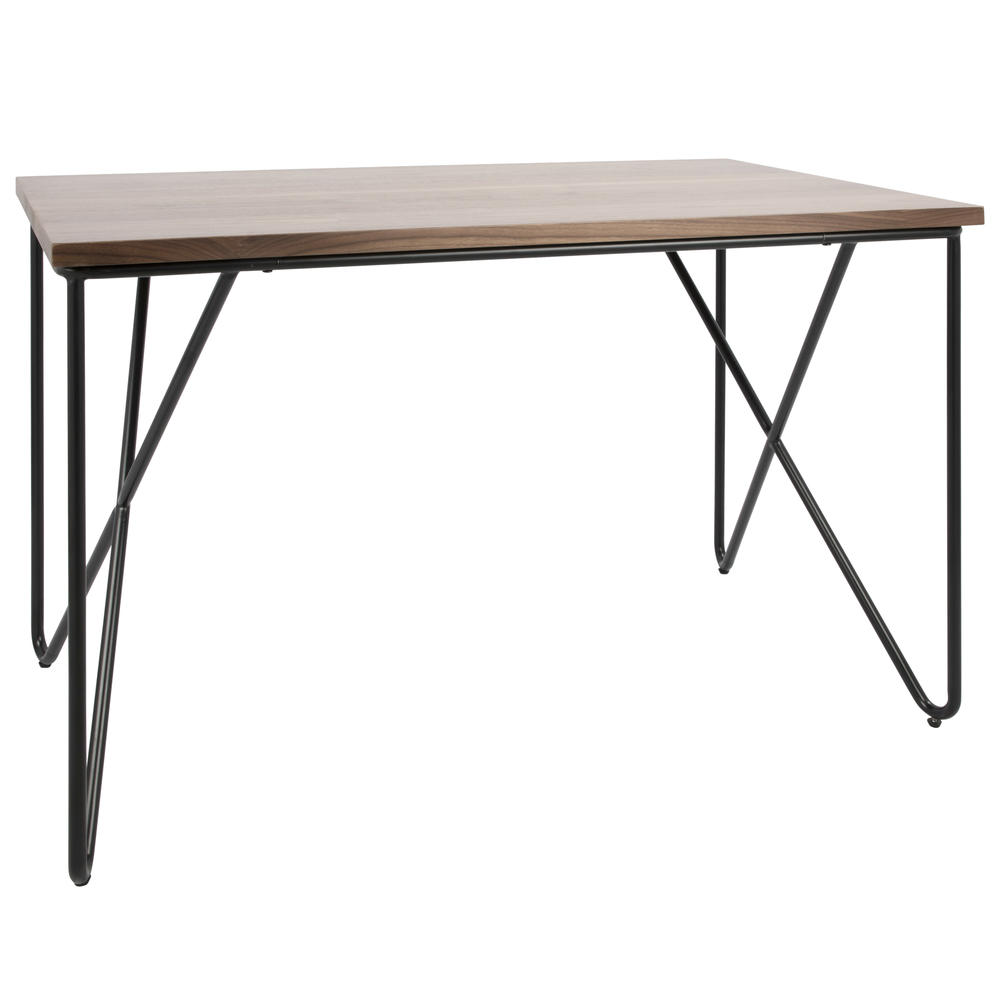 Lumisource Loft Mid-Century Modern Office Desk with Black Frame and Walnut Wood Top by