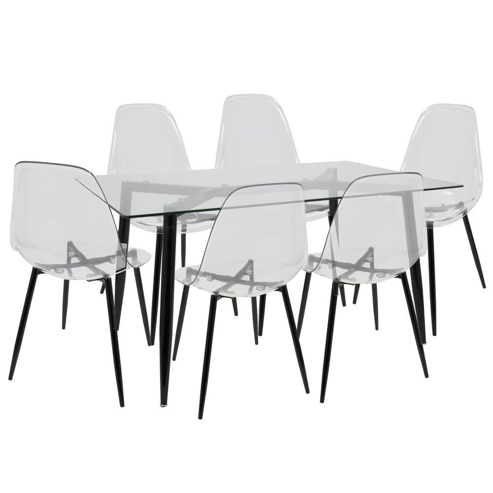 Lumisource Clara Mid-Century Modern Dining Set in Black and Clear By