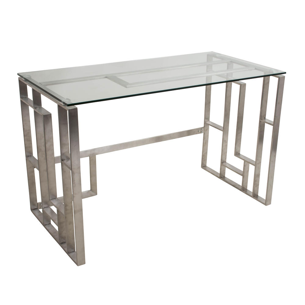 Lumisource Mandarin Desk with Tempred Glass Top and Chrome Base