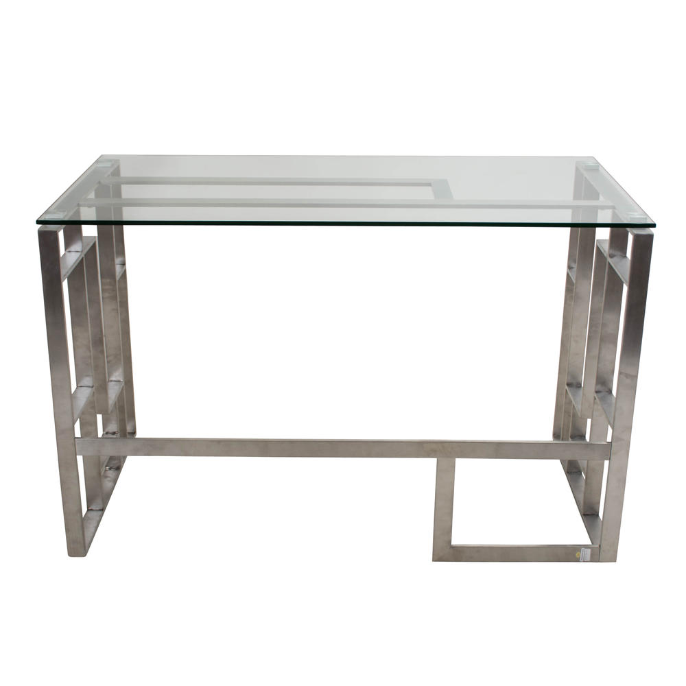 Lumisource Mandarin Desk with Tempred Glass Top and Chrome Base