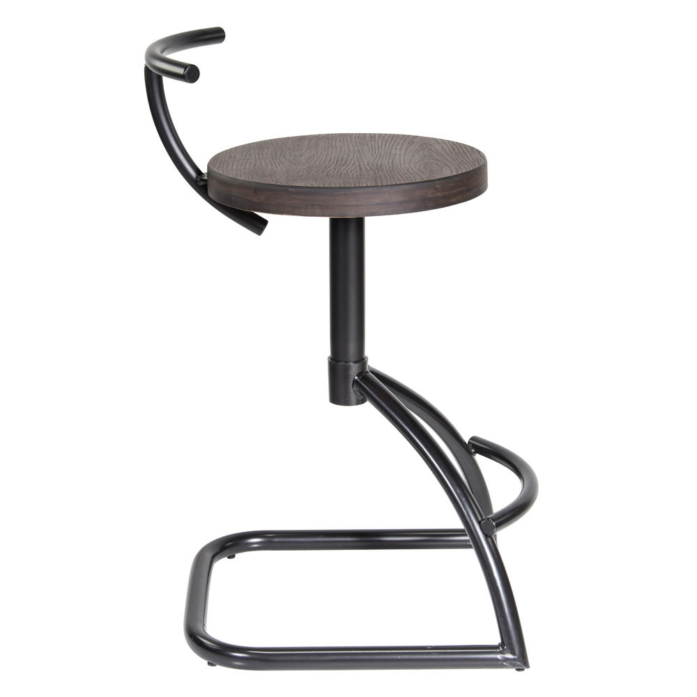 Lumisource Mantis Industrial style Counter Stool in Black Metal with Espresso Wood Seat