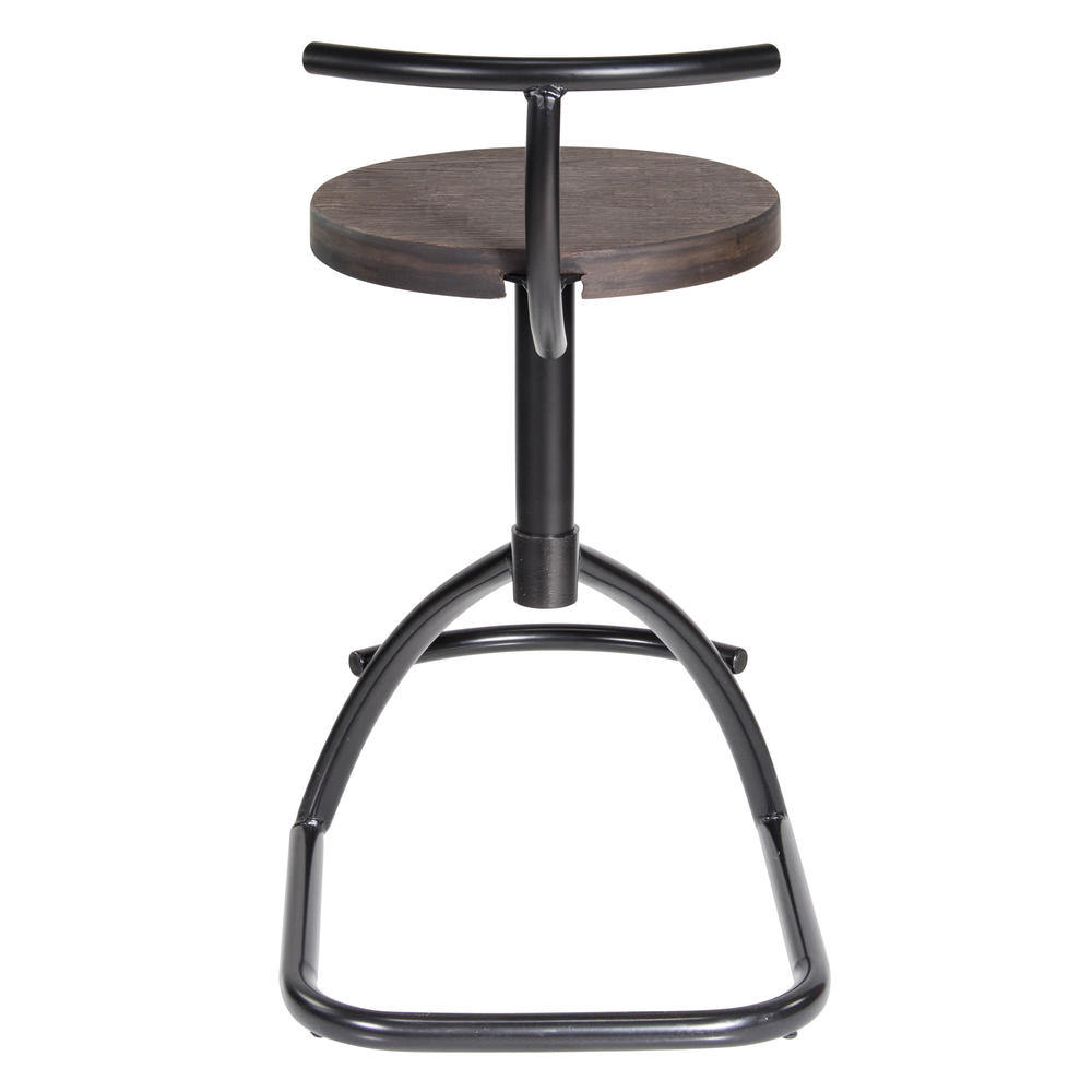 Lumisource Mantis Industrial style Counter Stool in Black Metal with Espresso Wood Seat
