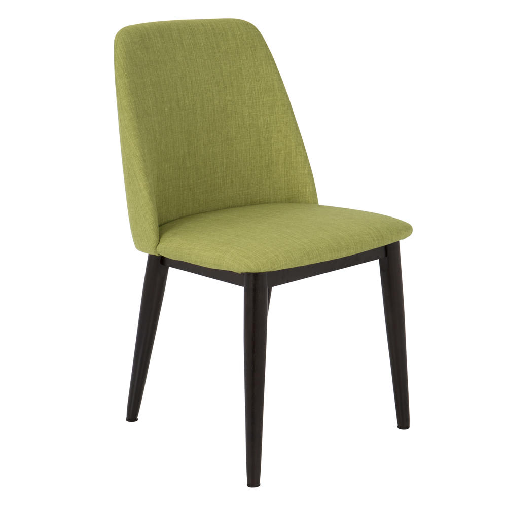 Lumisource Tintori Mid-Century Dining Chairs in Green Fabric- Set of 2