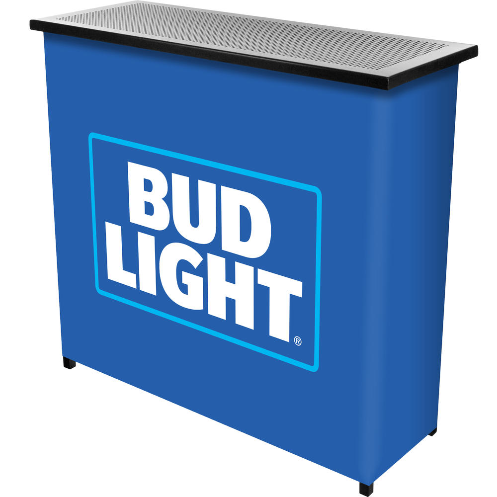 Trademark Bud Light Metal 2 Shelf Portable Bar Table w/ Carrying Case