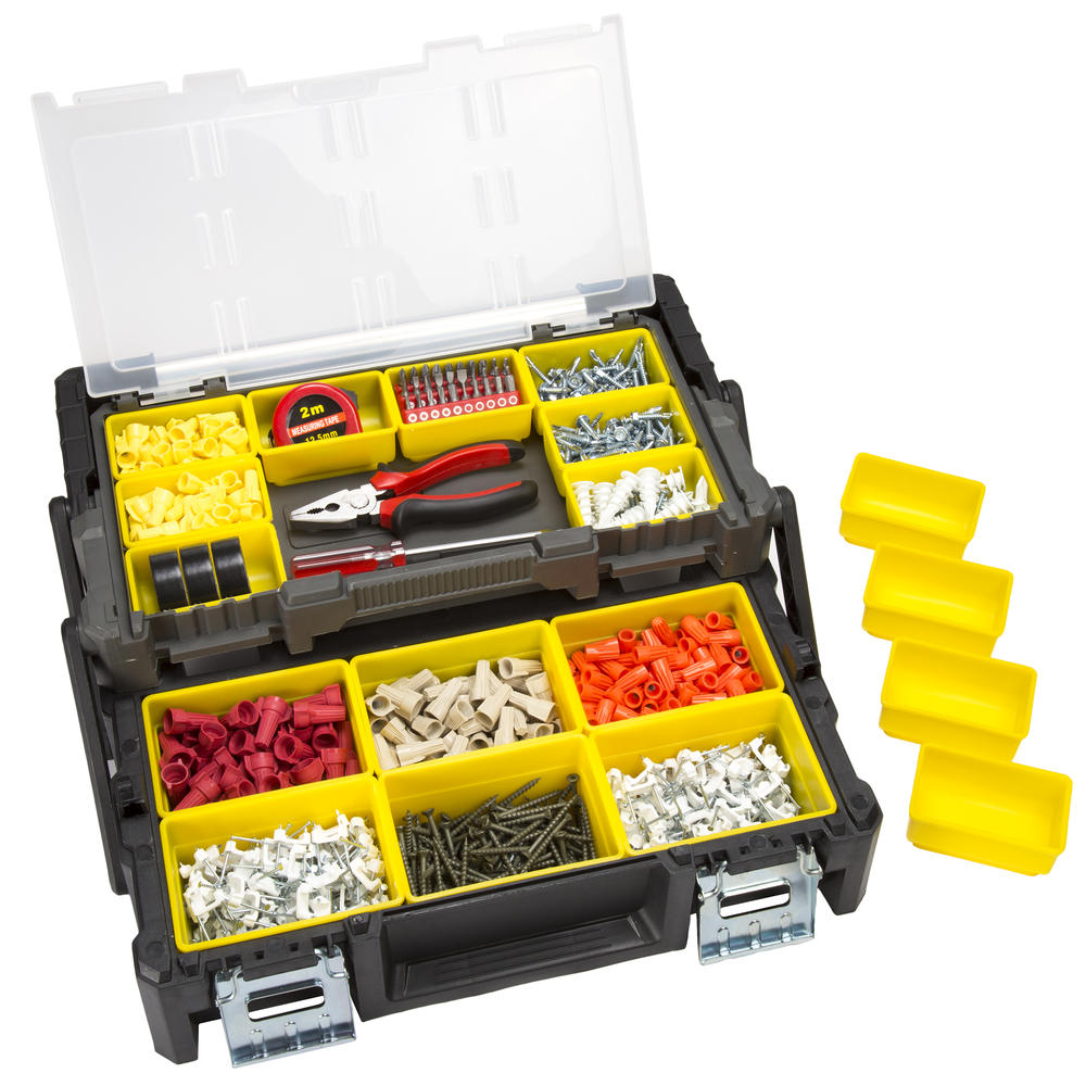 Stalwart Parts & Crafts Tiered Storage Tool Box - 18 Inch