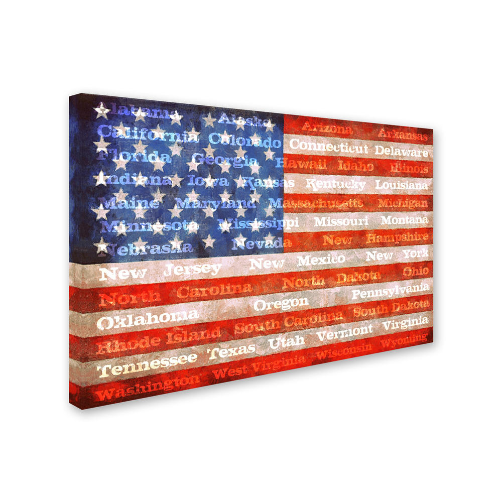 Trademark Global Michelle Calkins 'American Flag with States' Canvas Art