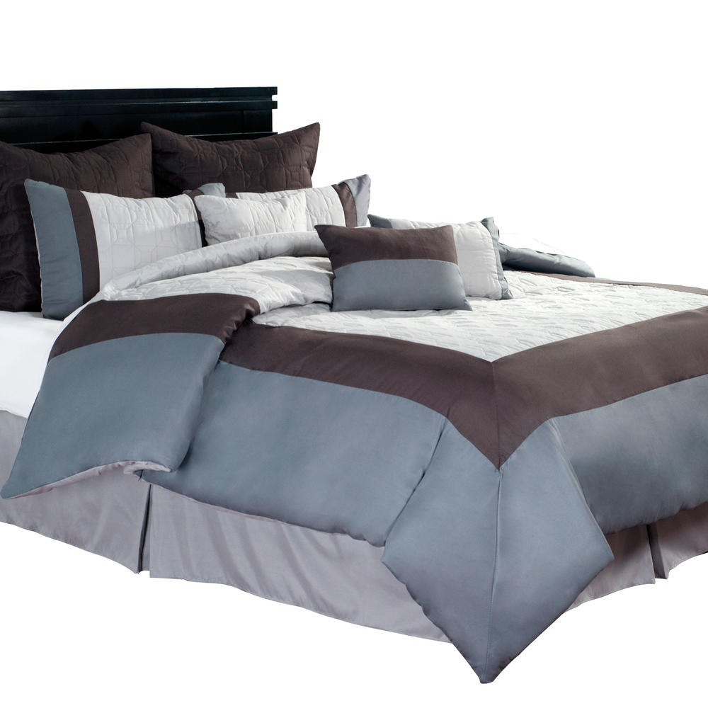 Lavish Home Hotel by  9-Piece Comforter Set - Queen - Grey