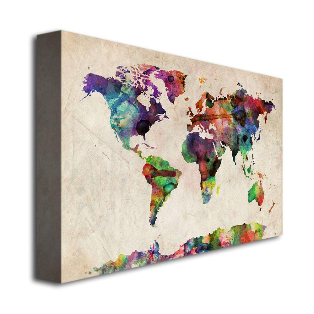 Trademark Global Michael Tompsett 'Urban Watercolor World Map' Canvas Art