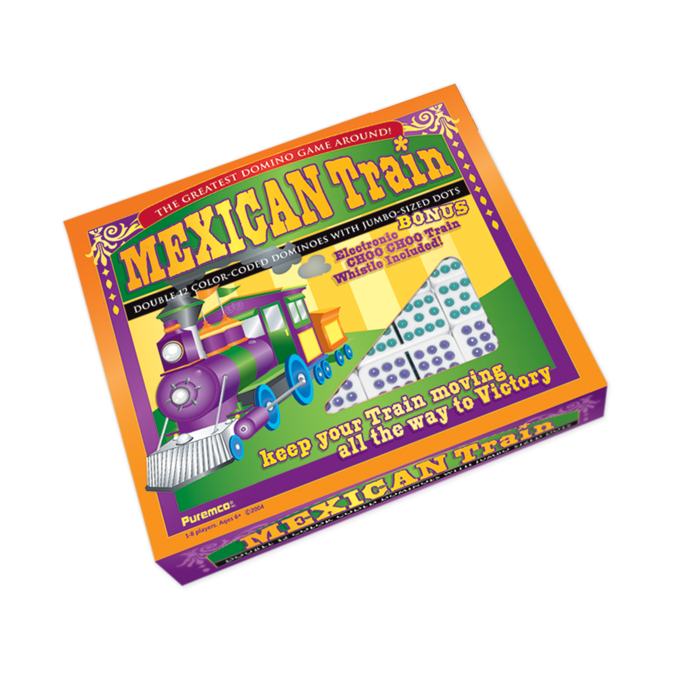 Puremco Mexican Train Double 12 Color Dot Dominoes - Professional Size