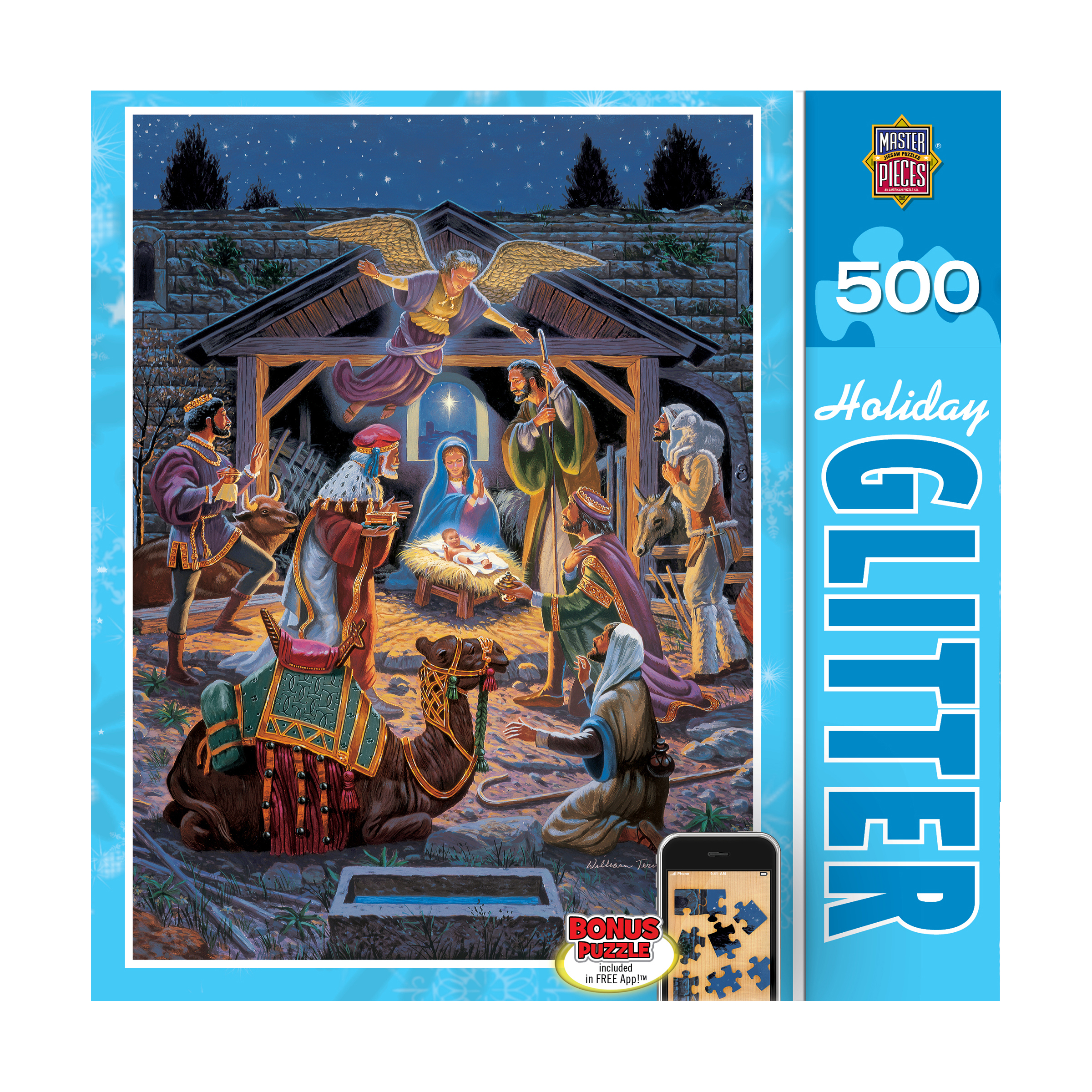 MasterPieces Holiday Glitter Puzzle - Holy Night: 500 Pcs