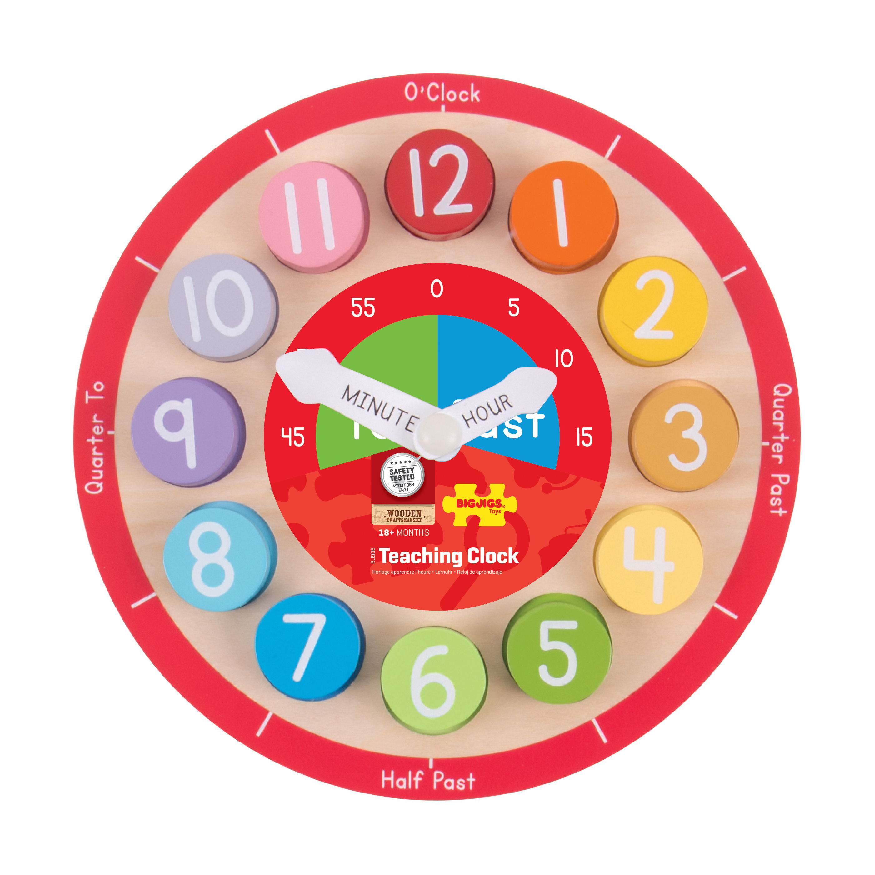 BigJigs Toys Wooden Teaching Clock