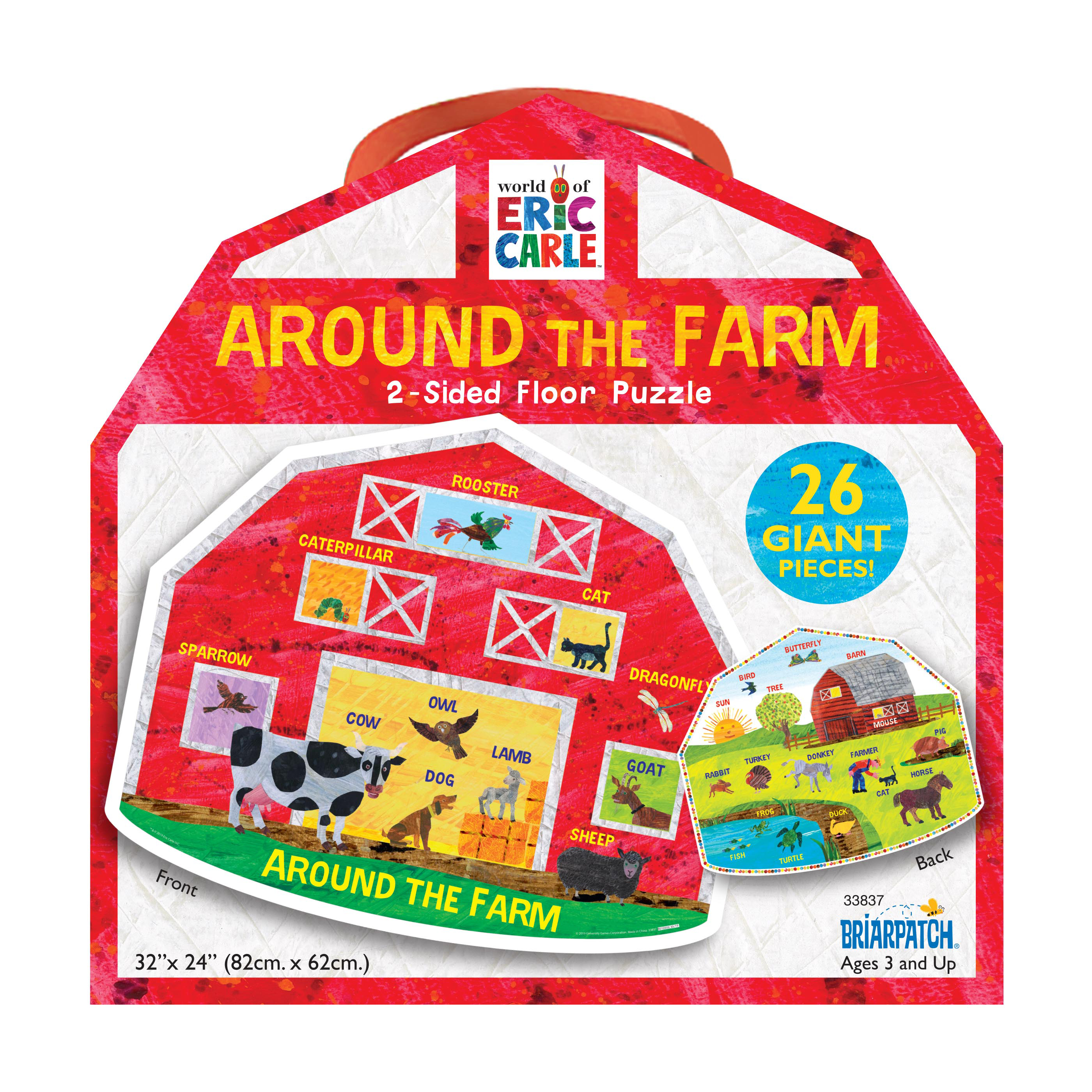Briarpatch The World of Eric Carle - Around the Farm 2-Sided Floor Puzzle: 26 Pcs