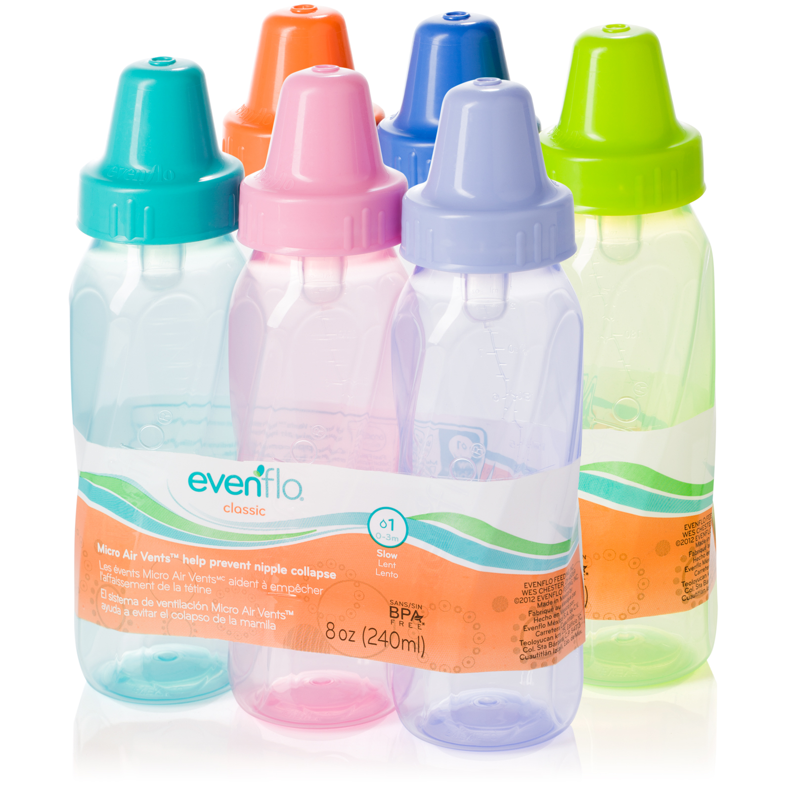 Medela 8 oz Breastmilk Bottle Set with Six Medium-Flow Wide Base Nipples