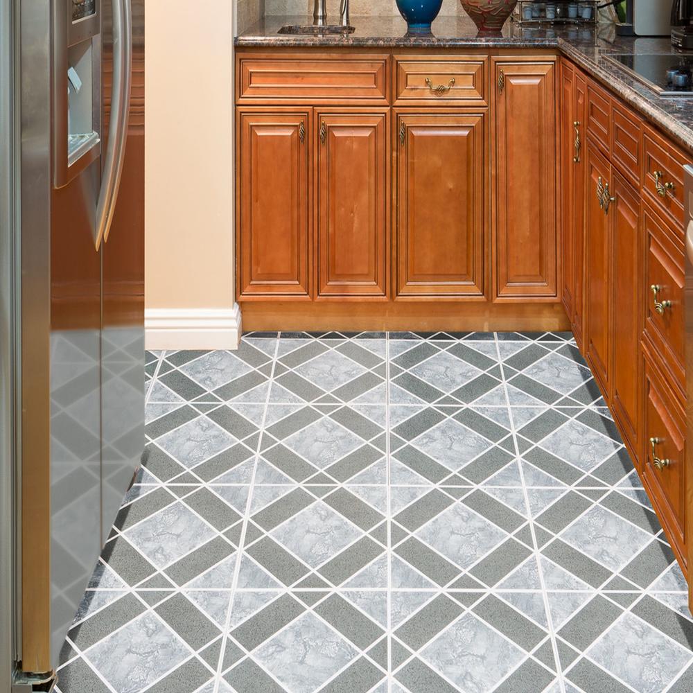 Achim Light & Dark Blue Diamond Pattern 12 x 12 Vinyl Floor Tile