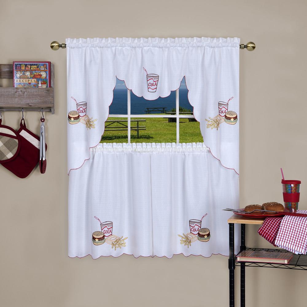 Achim Fast Food Embellished Tier and Swag Window Curtain Set