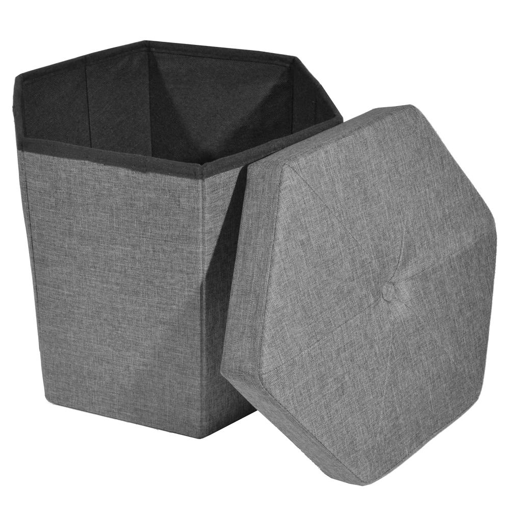 Achim Collapsible Hexagon Storage Ottoman - Grey Linen 15x15x15