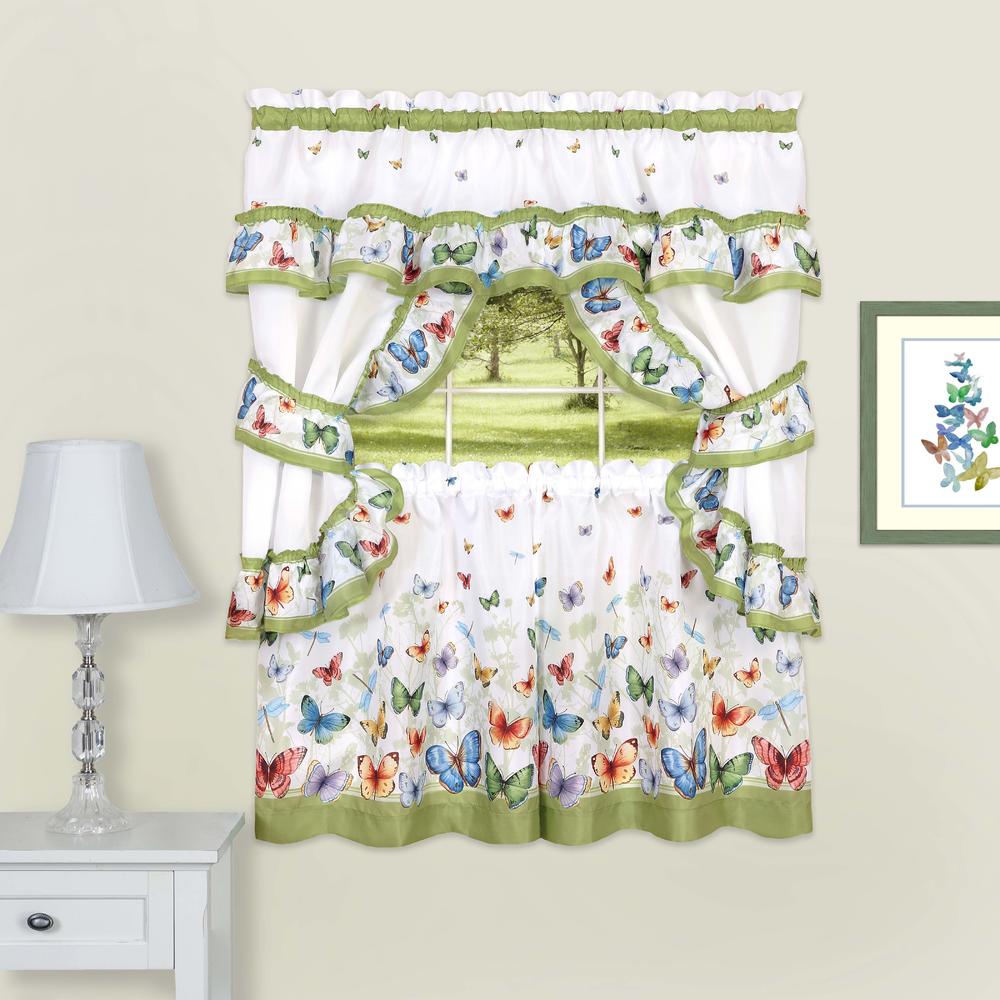Achim Importing Co. Butterflies Printed Cottage Window Curtain Set
