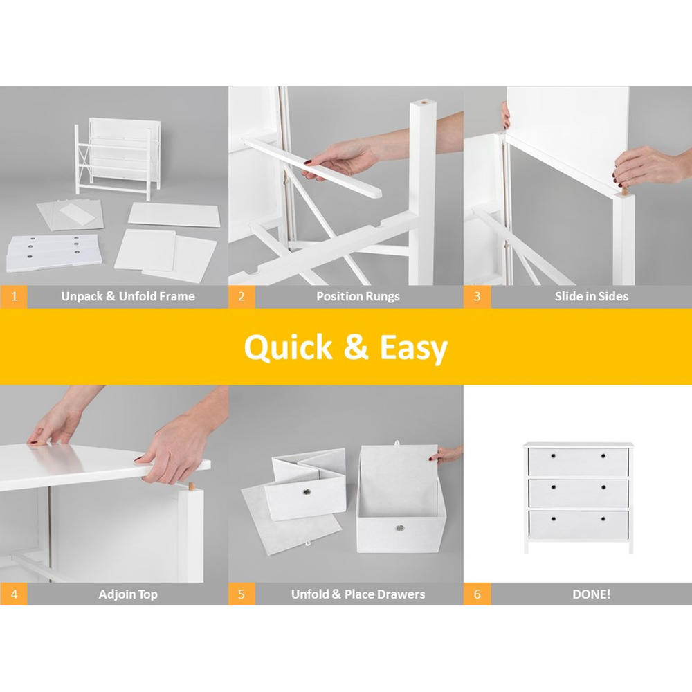 EZ Home Solutions  &#8482; Foldable Furniture 3 Drawer Single Dresser 31&#8221; x 31&#8221; x 19&#8221;