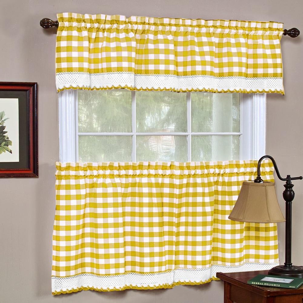 Achim Buffalo Check Window Curtain Tier Pair - 58x36 - Yellow