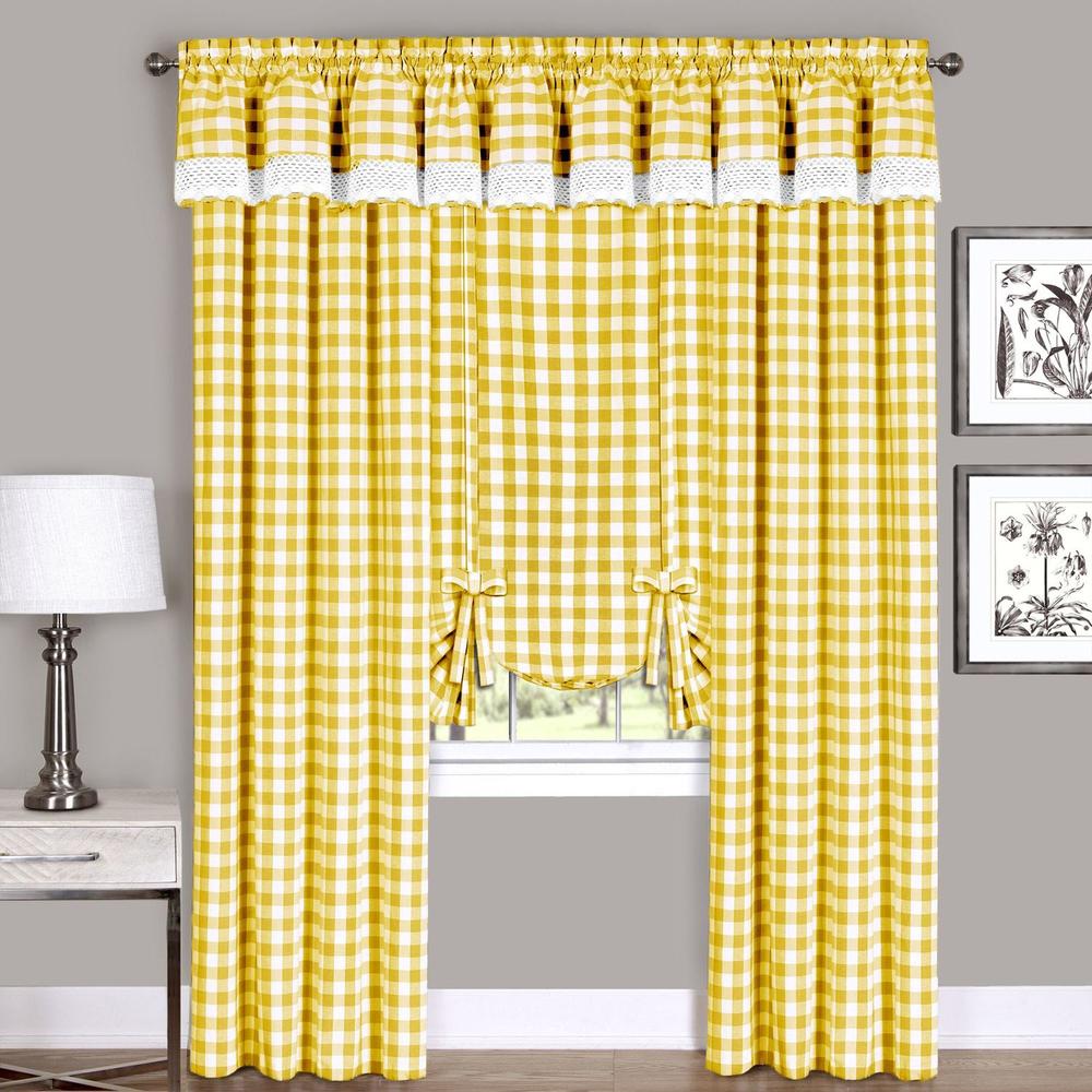 Achim Buffalo Check Window Curtain Tie Up Shade - 42x63 - Yellow
